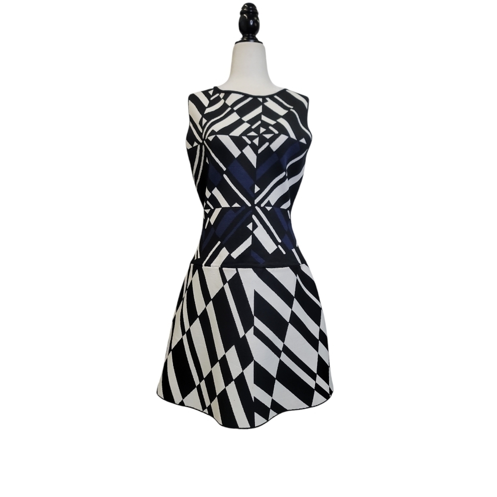 Herve Léger  abstract block print body con dress
